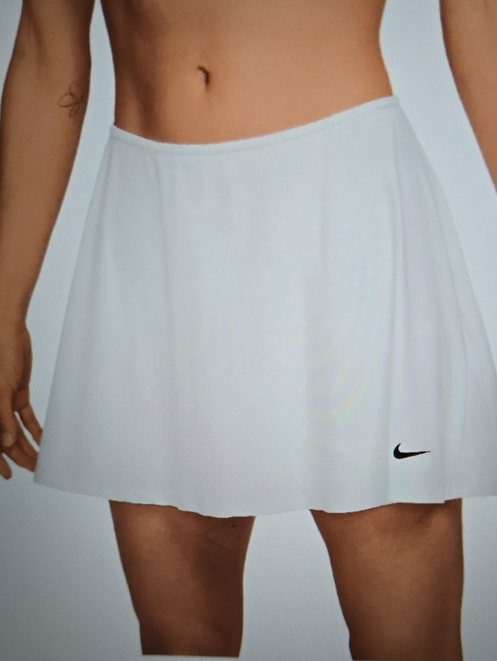 New Nike White Dri-Fit Victory Flouncy 13" Tennis Skirt with Black Swoosh